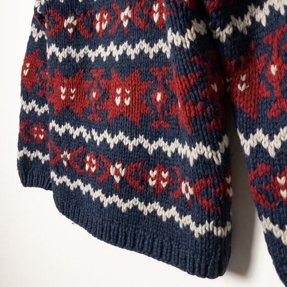 Vintage Moda Int’l Wool Snowflake Cowichan Sweater S - Picture 4 of 5